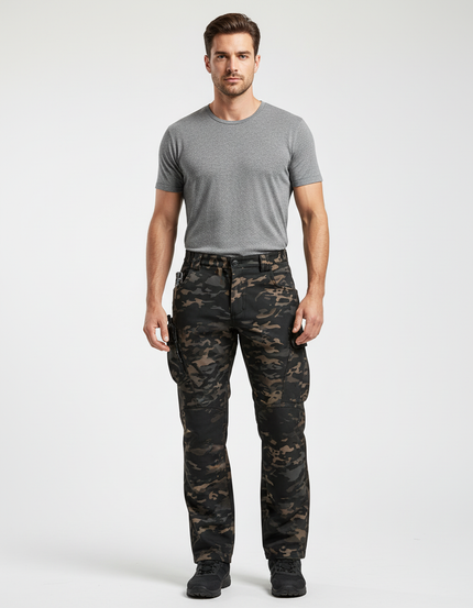 Pantalon Cargo Camouflage Multipoches Confortable Homme - Multicolore Toile