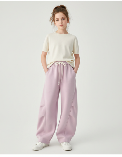 Pantalon Cargo Violet Ample Décontracté Molletonné Fille