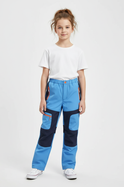 Pantalon Cargo Bleu Imperméable Enfant Doublé Polaire - Polyester