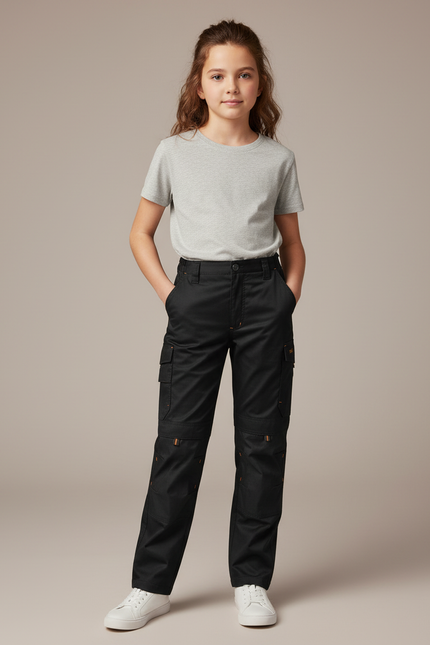 Pantalon Cargo Noir, Résistant, Décontracté, Multi-poches - Toile