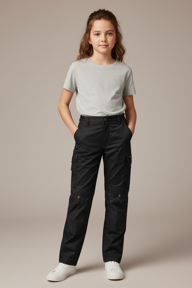 Pantalon Cargo Noir, Résistant, Décontracté, Multi-poches - Toile