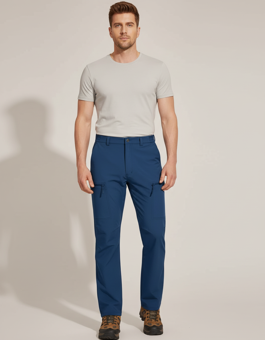 Pantalon Cargo Homme Bleu Séchage Rapide Randonnée - Polyester