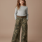 Pantalon Cargo Camouflage Ample Ceinturé Fille - Kaki Toile