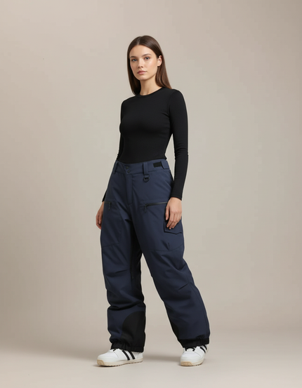 Pantalon Cargo Bleu Marine Ample Imperméable Hiver - Polyester