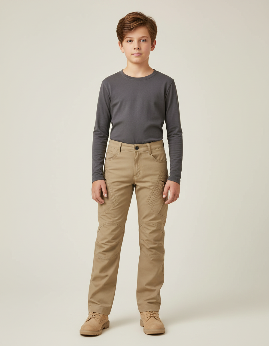 Pantalon Cargo Beige Enfant Tactique Robuste - Toile