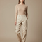 Pantalon Cargo Beige Coton Jogger Femme Décontracté