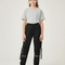Pantalon Cargo Noir Sangles Multipoches Fille Urbain - Gabardine