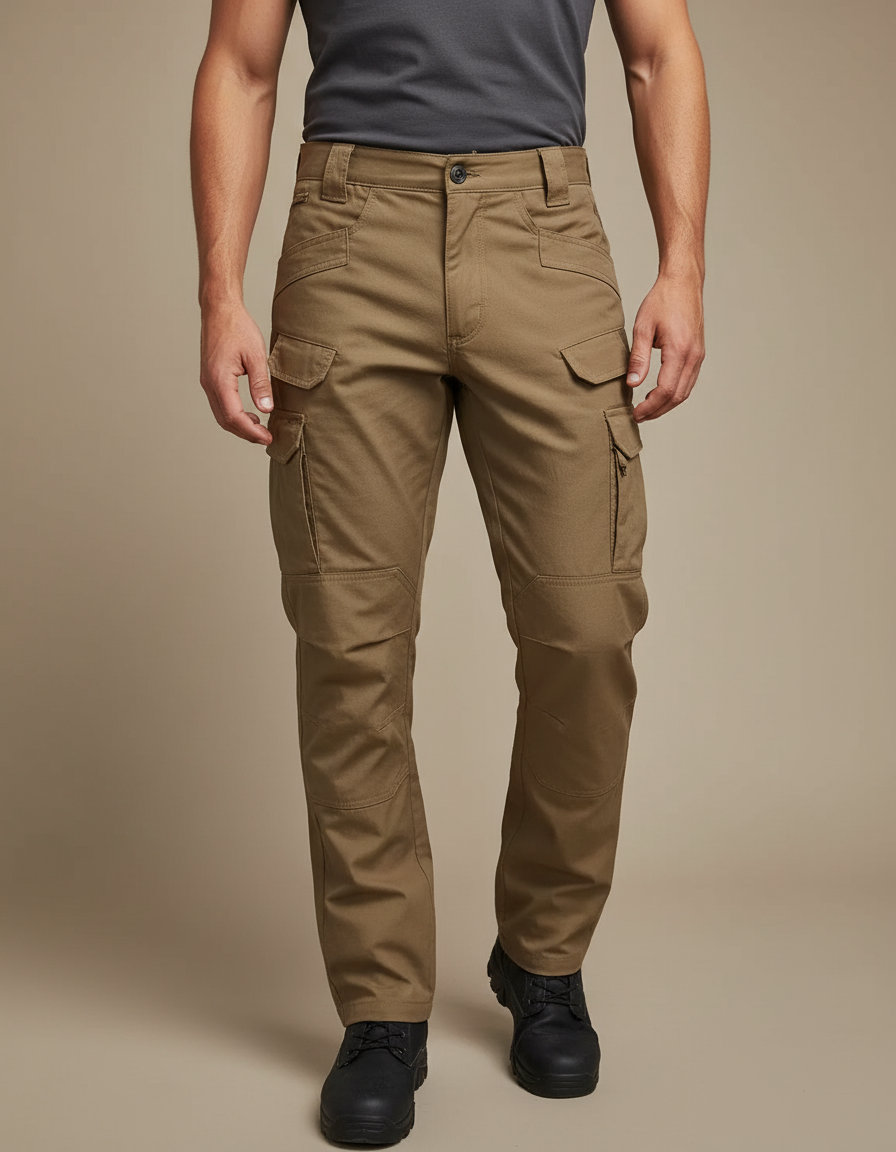Pantalon Cargo Kaki Homme Multipoches Durable Pratique - Toile