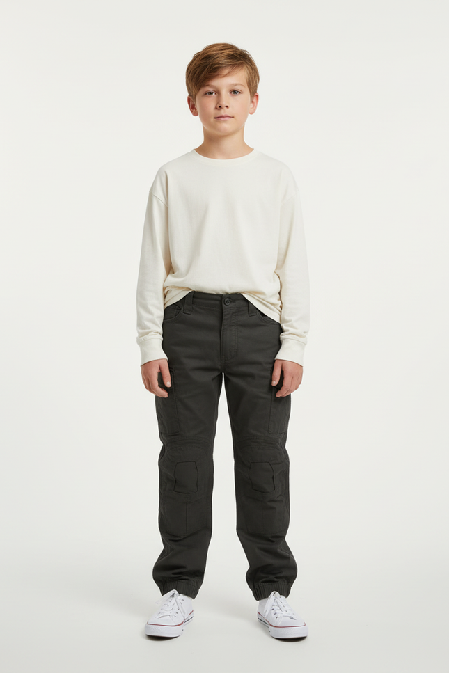 Pantalon Cargo Gris Foncé Décontracté Multipoches Enfant - Toile