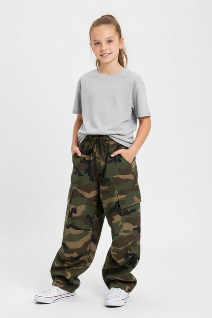 Pantalon Cargo Motif Camouflage Femme - Multicolore Toile