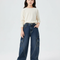 Pantalon Cargo Jean Bleu Ample Enfant Fille - Marine