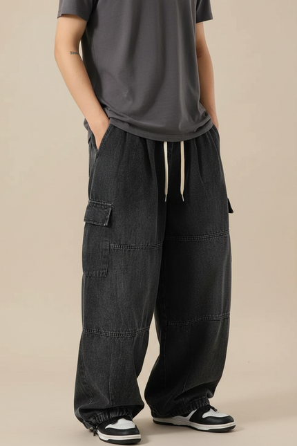 Pantalon Jean Cargo Homme - Noir