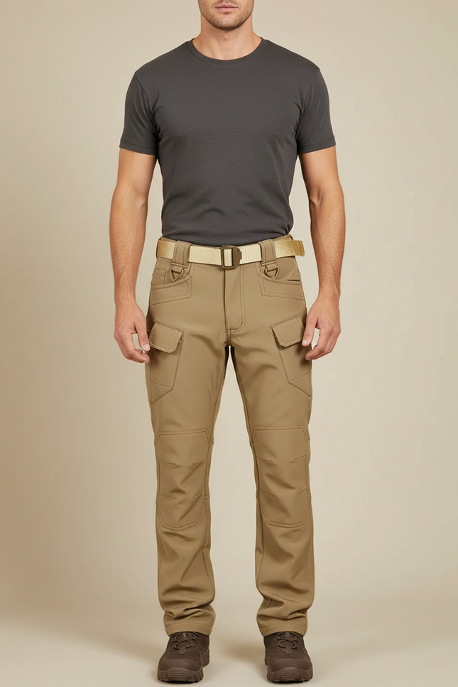Pantalon Cargo Homme Tactique Multipoches Beige - Polyester
