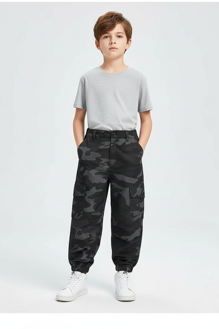 Pantalon Cargo Militaire Noir - Toile