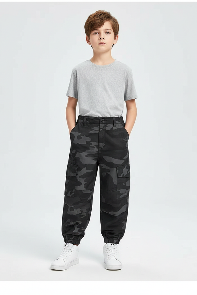 Pantalon Cargo Militaire Noir - Toile
