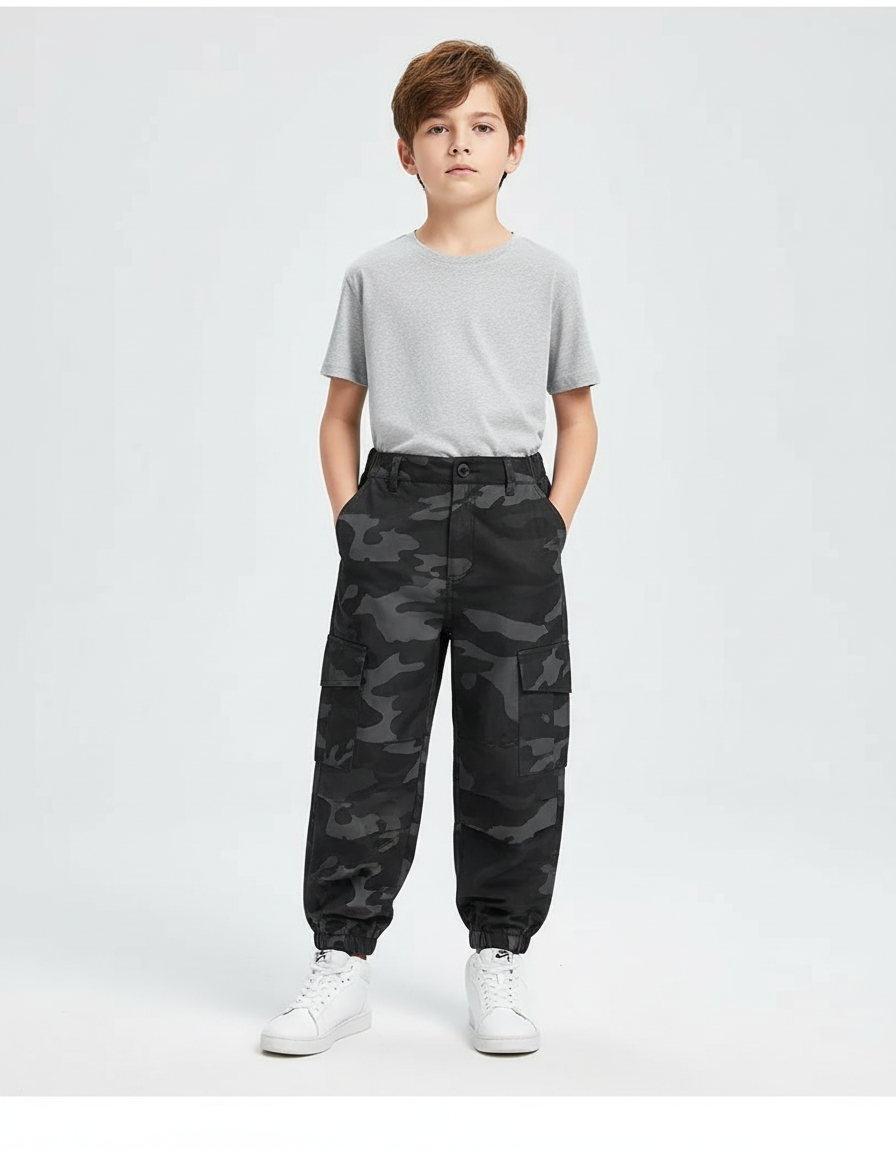 Pantalon Cargo Militaire Noir - Toile