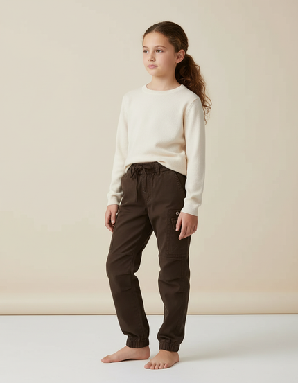 Pantalon Cargo Marron Coton Confortable Fille Décontracté