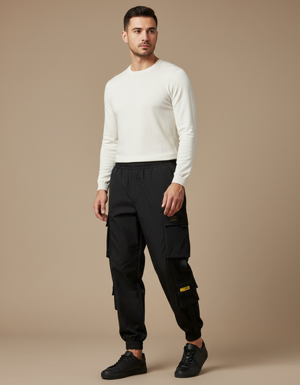 Pantalon Cargo Homme Noir Jogger - Polyester