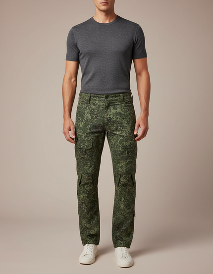 Pantalon Cargo Militaire Camouflage Homme Multipoches Décontracté - Vert Toile