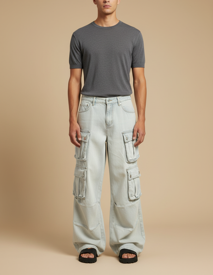 Pantalon Cargo Ample Multipoches Jean Clair Homme - Bleu