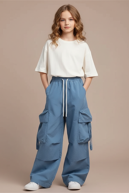 Pantalon Cargo Ultra Confortable - Bleu Gabardine