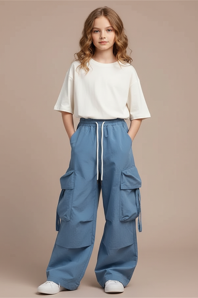 Pantalon Cargo Ultra Confortable - Bleu Gabardine