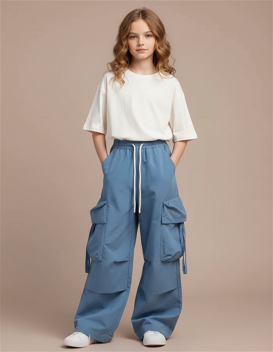 Pantalon Cargo Ultra Confortable - Bleu Gabardine