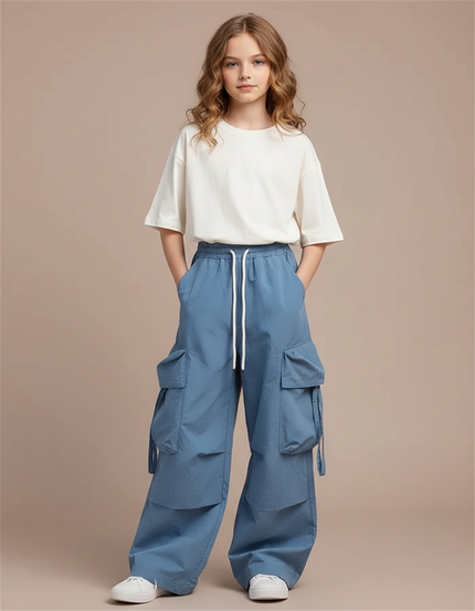 Pantalon Cargo Ultra Confortable - Bleu Gabardine