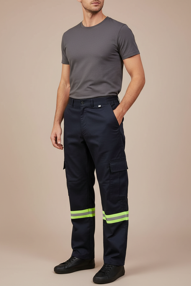Pantalon Cargo Bleu Marine Réfléchissant Décontracté Homme - Toile