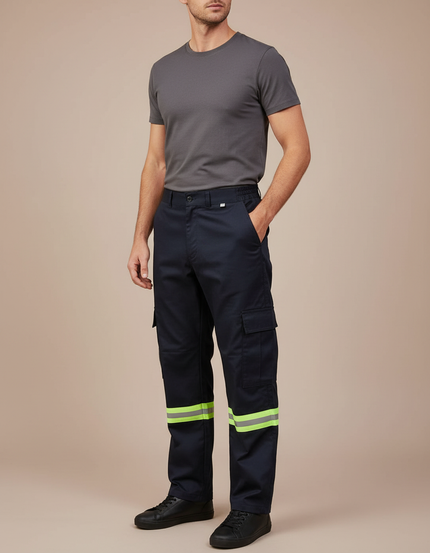 Pantalon Cargo Bleu Marine Réfléchissant Décontracté Homme - Toile