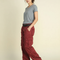 Pantalon Cargo Rouge Brique Ample Multipoches Décontracté - Bordeaux Coton