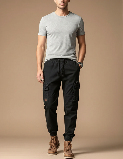 Pantalon Slim Cargo - Noir Toile