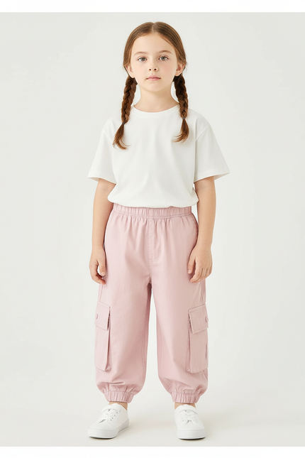 Pantalon Cargo Rose Ample Léger Enfants - Polyester