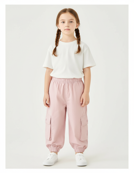 Pantalon Cargo Rose Ample Léger Enfants - Polyester