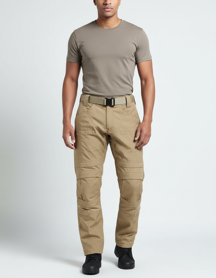 Pantalon Cargo Tactique Beige Robuste Multipoches Homme - Toile