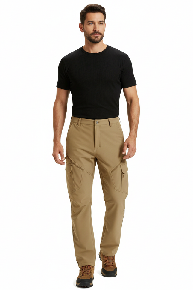 Pantalon Cargo Kaki Homme Extensible Multi-Poches - Polyester