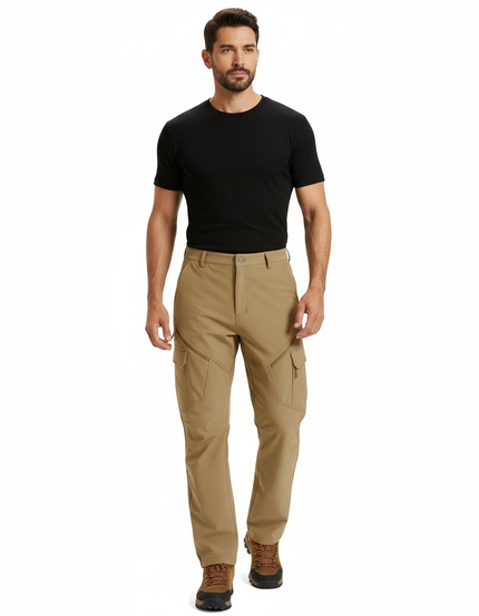 Pantalon Cargo Kaki Homme Extensible Multi-Poches - Polyester