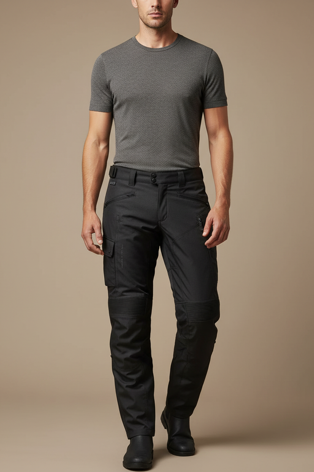 Pantalon Cargo Noir Technique Plissé Imperméable Homme - Gabardine