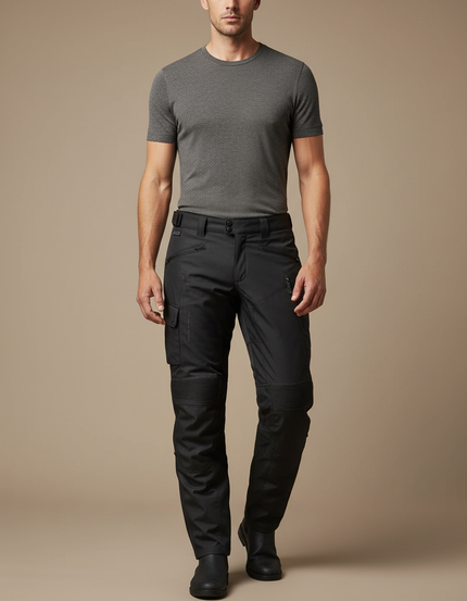 Pantalon Cargo Noir Technique Plissé Imperméable Homme - Gabardine