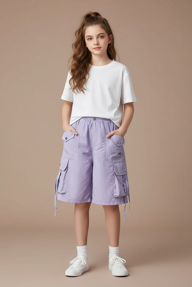 Pantalon Cargo Violet Ample Léger Enfants - Polyester