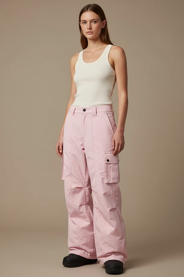 Pantalon De Ski Cargo Femme - Rose Polyester