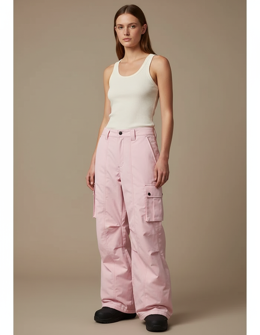 Pantalon De Ski Cargo Femme - Rose Polyester