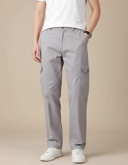 Pantalon Cargo Gris Droit Décontracté Homme Coton