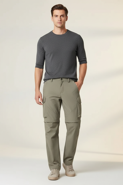 Pantalon Cargo Kaki Convertible Léger Zippé Homme - Polyester