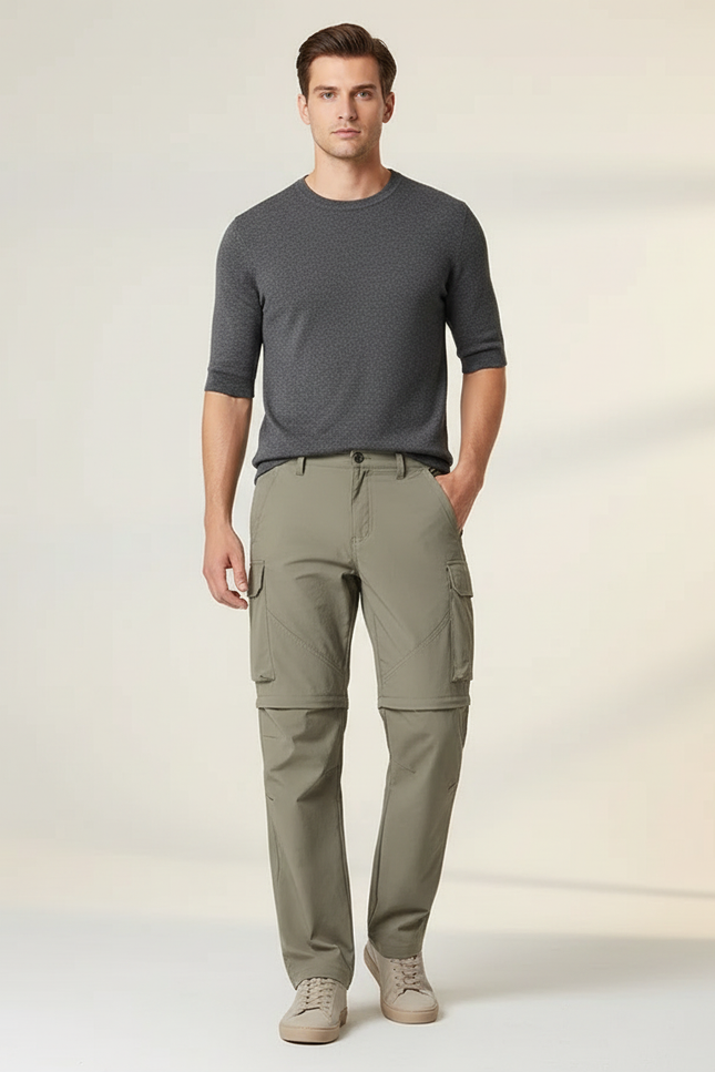 Pantalon Cargo Kaki Convertible Léger Zippé Homme - Polyester