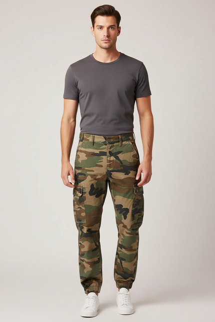 Pantalon Cargo Camouflage Militaire Coton Multipoches Décontracté - Multicolore