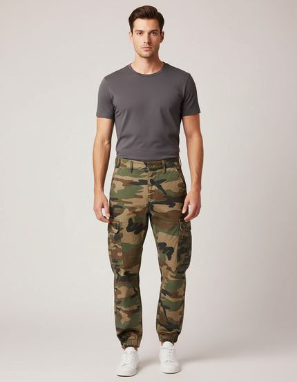 Pantalon Cargo Camouflage Militaire Coton Multipoches Décontracté - Multicolore