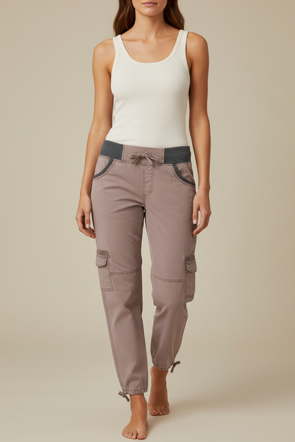 Pantalon Cargo Confortable - Marron Toile