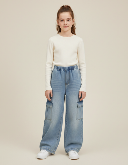 Pantalon Cargo Denim - Bleu Jean