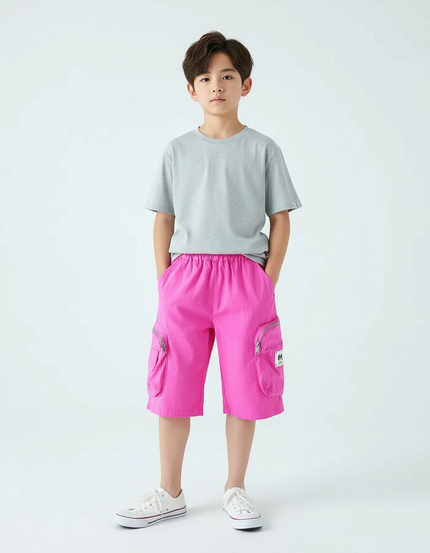 Pantalon Cargo Rose Ample Coton Poches Zippées
